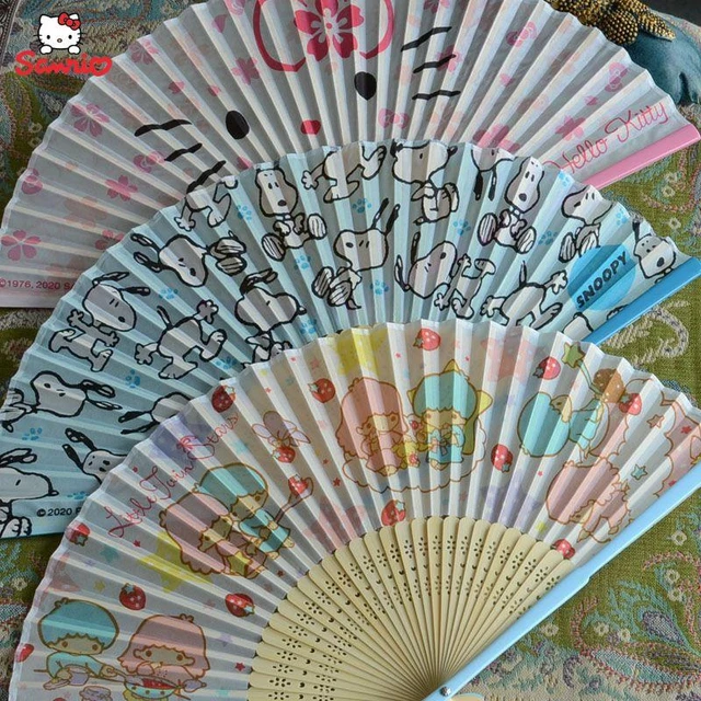 Hellokitty Folding Fan 6.5Inch Cartoon Style Hand Held Folding Fan Foldable Fan