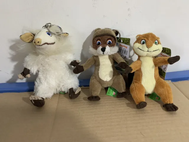 Dreamworks Over The Hedge Plush Keyring Set 2006 X 3 - 5" tall