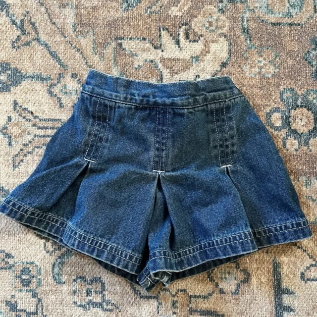 Cherokee Vintage 90s Baby Girl Denim Skort Skirt Shorts sz 6M