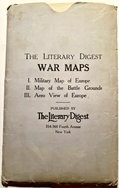 1914 WWI THE LITERARY DIGEST WAR MAPS Europe Military Battle Grounds 6E