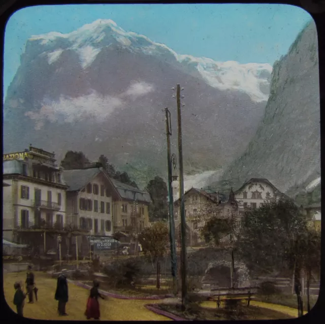 Glass Magic Lantern Slide GRINDELWALD C1890 PHOTO SWITZERLAND