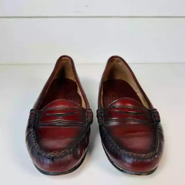 VTG Dexter Womens Size 6.5W Cherry Brown Genuine Leather Slip On Loafers Flats