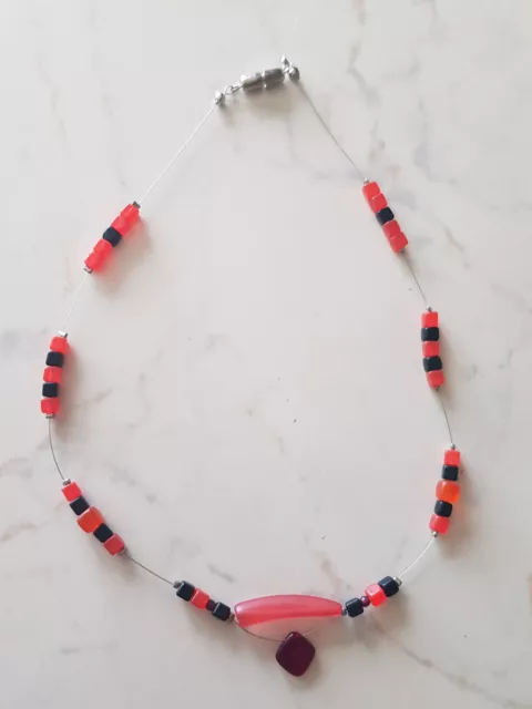 Kette, Halskette, Modeschmuck, rot/schwarz, Länge ca. 46 cm, sehr hübsch