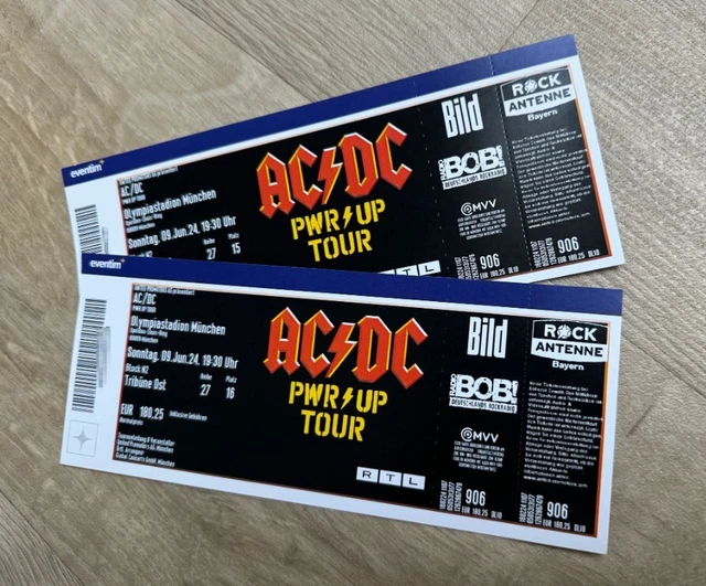 ACDC PWR UP Tour München 09.06.24 Olympiastadion 2 Tickets Sitzplatz, Kat. 1 EUR 1,00 PicClick DE