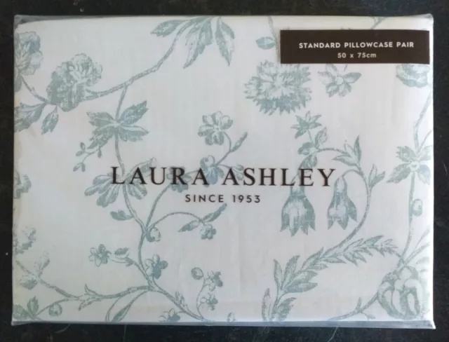 🍃 Bnip Laura Ashley Eucalyptus Green Aria Pair Of Standard Pillowcases