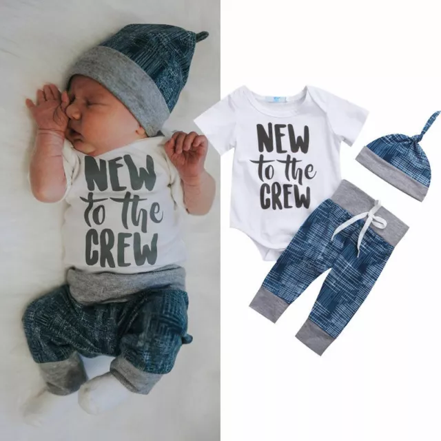 Vestiti neonato bambino bambina tuta tutina pumper body + pantaloni lunghi + abiti cappello