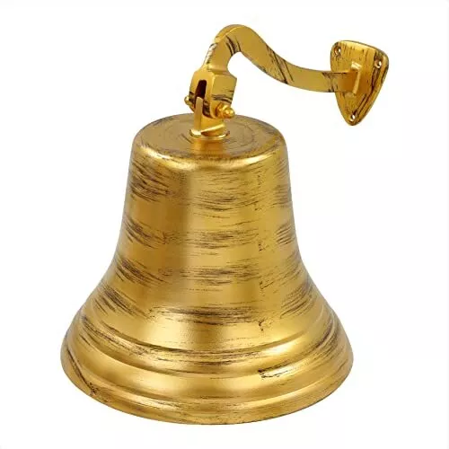 11" Golden Antique Brushed Brass Nautical Decorative Boat's Functional Bell w...