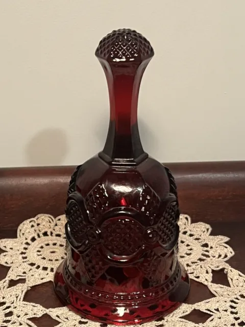 Vintage Avon 1876 Cape Cod Collection Ruby Red Glass Bell Christmas 1979