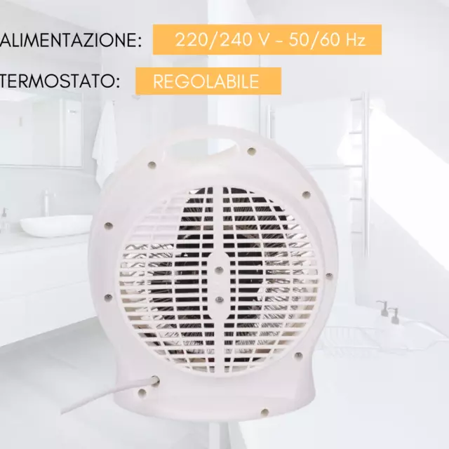 Radiateur Soufflant Bain Électrique Poêle 2000 W Caldobagno Convecteur Blanc 3