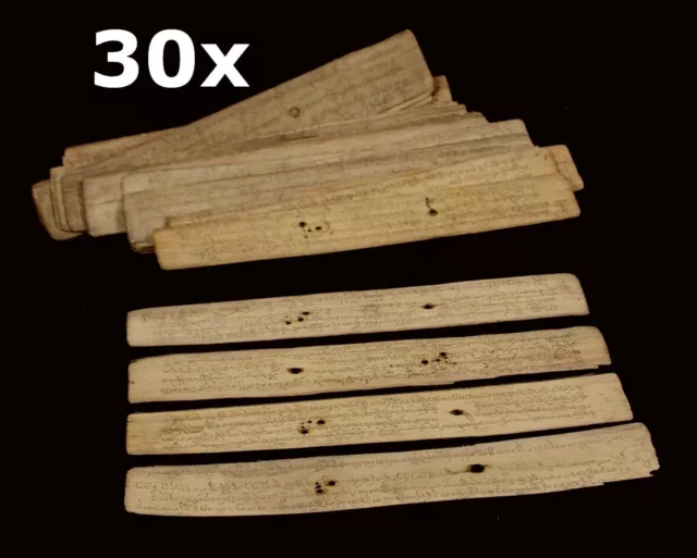 30x antique Palm-Leaf Manuscript, handwritten old script, Burma / Thailand