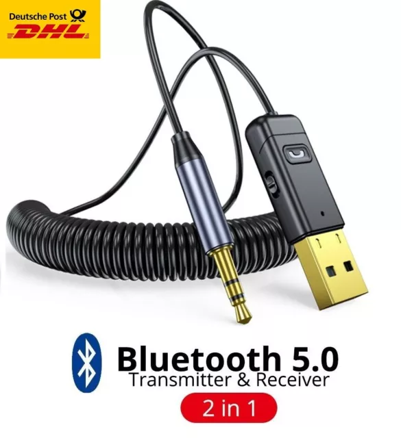 BLUETOOTH 5.0 TRANSMITTER Empfänger Sender 2in1 Aux Audio Adapter TV  Kopfhörer EUR 9,49 - PicClick DE