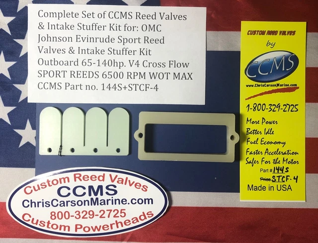 CCMS OMC JOHNSON Evinrude V4 Sport Reed Valves & Intake Stuffer Kit 65 ...