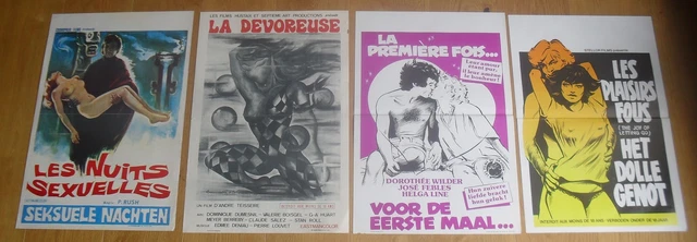 EROTIQUE lot de 4 affiches cinema belge originale anciennes
