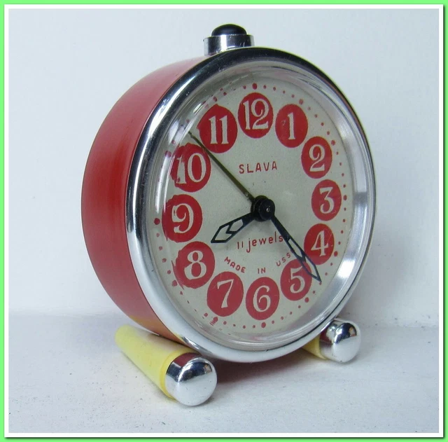 Ancien réveil SLAVA, mécanique, déco vintage année 1980, L'URSS #31323