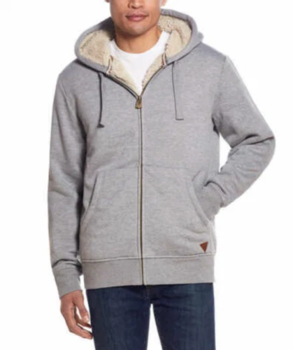 Weatherproof Vintage Men’s Sherpa Lined Full Zip Hoodie Heather Gray XXL