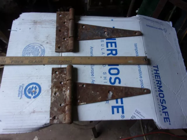 Four Pc. Vintage Antique Iron Tee & Strap Hinges. Barn Door / Gate 3