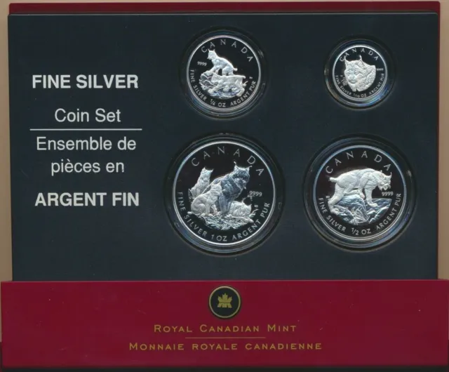 Canada: 2005 $2, $3, $4, $5 QEII Fine Silver Proof 4 Coin Set The Canadian Lynx