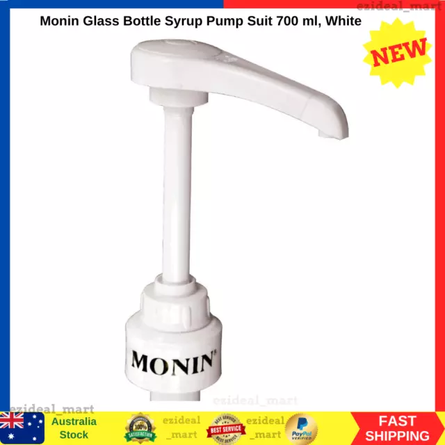 Monin Glass Bottle Syrup Pump Suit 700 ml, White | NEW AU Free Shipping