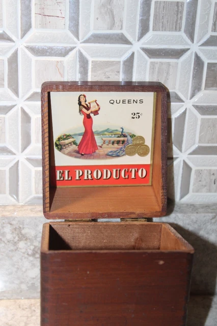 El Producto - Queens - Wood Vintage Cigar Box - Wooden Hinged Dovetailed Corners