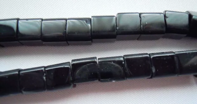 1 Strang/38-39 Stck. Glasperlen Würfel 8 x 8  mm  Schwarz  #  337