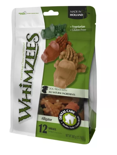 Whimzees Handy Resealable Bag Alligator Chews Treats Medium - 2 X 12Pcs - Dog