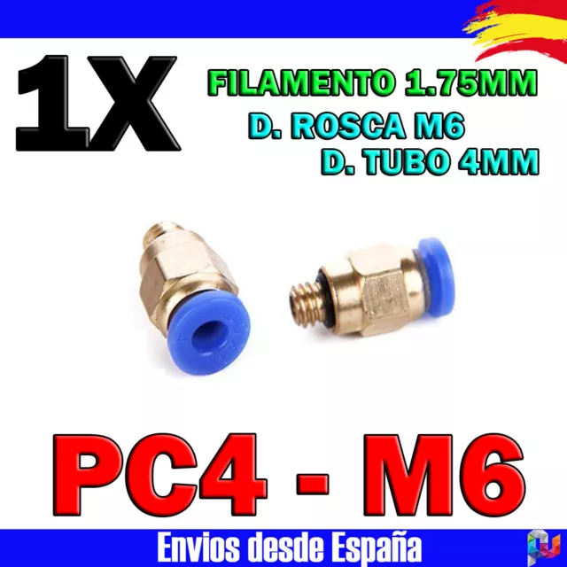 1x PC4-M6 acoplador neumatico conector PTFE Impresora 3d Reprap Racor Pneumatic