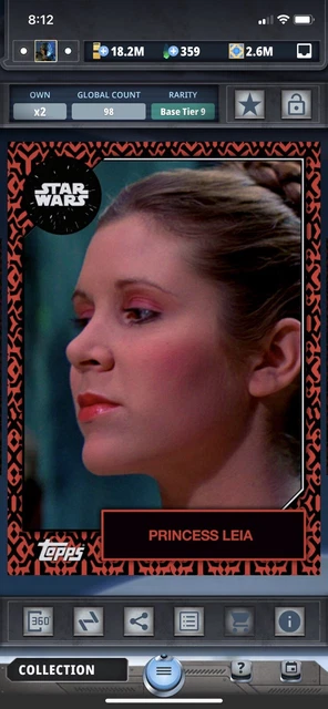Topps Star Wars Digital Card Trader Maul - Princess Leia Tier 9 2019 Base