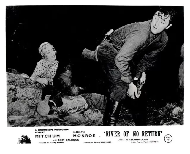 River of No Return Lobby Card Marilyn Monroe Robert Mitchum Pulling off Boots