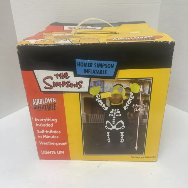 2003 8 FT Gemmy Homer Simpson Skeleton Lighted Halloween AirBlown Inflatable HTF