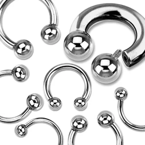 1 Steel Internally Threaded Horseshoe Ring Ear  Nose Septum Size 16g to 00g #HSI