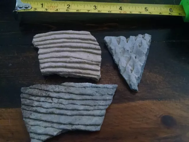 Authentic Anasazi Indian pottery shards 3 Pieces, corrugated, coiled New Mexico