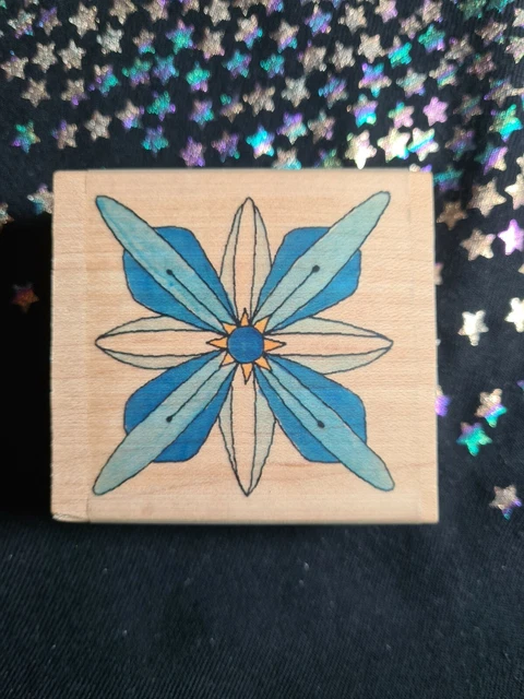 Craft Stamp Block Symmetrical Geometric Flower 5.8x6.3cm Card Making Scrapbook