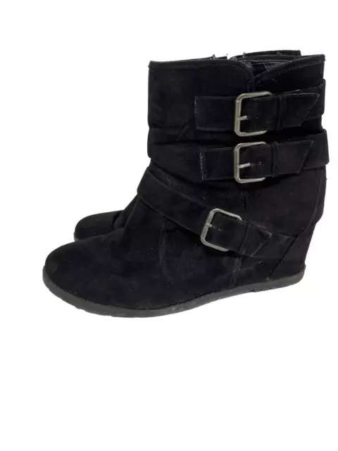 Unisa Wedge Suede Boots with Buckle Detail
