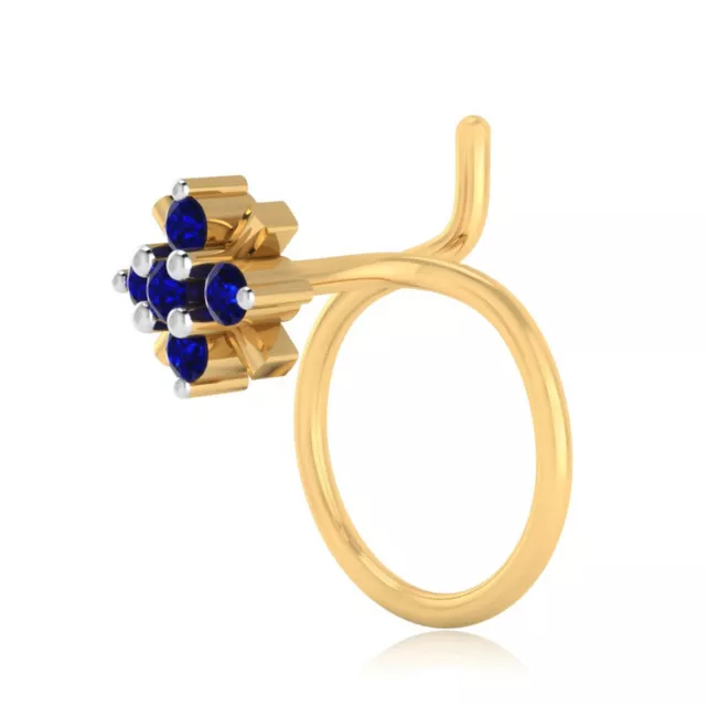 925 Pure Sterlingsilber Blau Diamant Rhodium Kostüm Nase Nadel Für Damen Mädchen