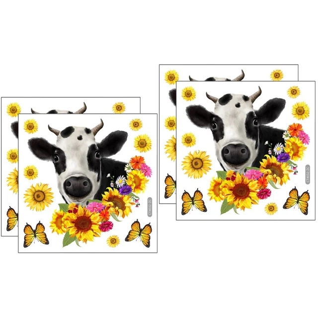2x Papel pintado creativo extraíble premium con patrón de vaca para fiesta