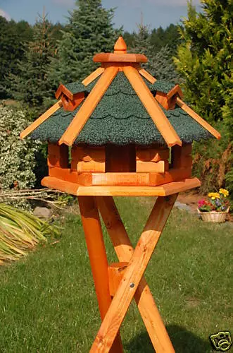 Maison D'Oiseau Villa / Nichoir à Oiseaux Avec Support 46x32cm Toit Vert V18