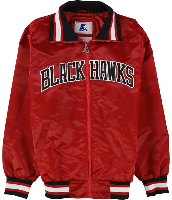 STARTER Mens Chicago Blackhawks Varsity Jacket, Red, Large (Regular)