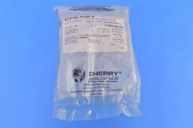 100 Cherry Aerospace Blind Rivet Self Plugging Corrosion Resisting CR3523-6-12