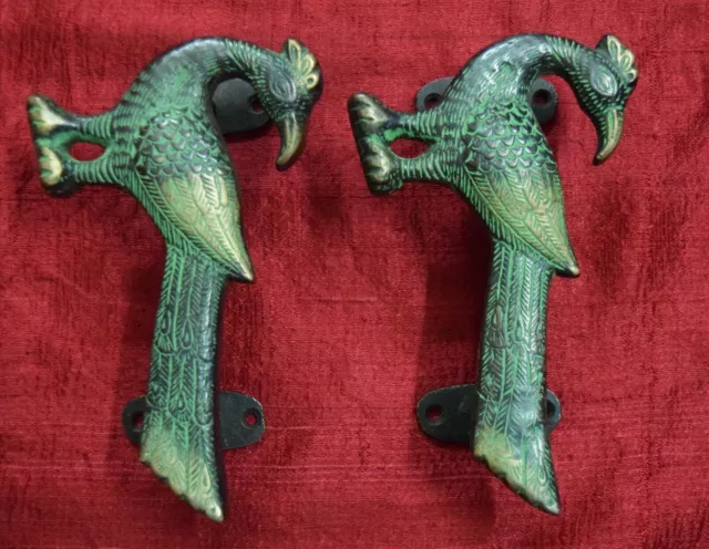 Bird Design Door Handle Peafowl Jungle theme Handmade Brass Peacock Decor VR257