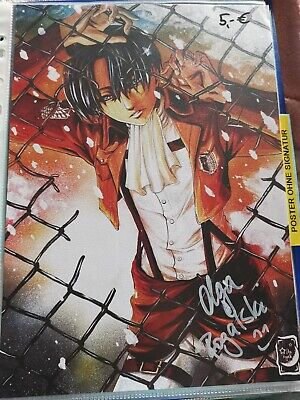 Anziani Poster Firmato Autografo a4 Connichi dokomi RAR AOT Levi 
