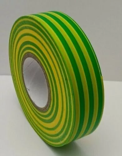 Earth PVC Insulated Tape Electrical Insulating 33m Flame Resistant Green/Yellow