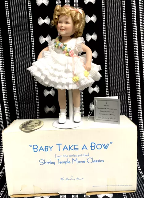 Shirley Temple Baby Take a Bow Porcelain Doll Danbury mint 10" inch   Exc.