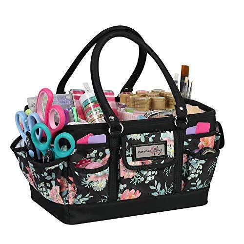 Bolso y Bolso de Tienda Everything Mary Black Floral De Lujo - Almacenamiento Art Caddy para Se...