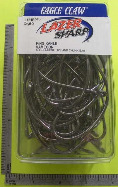Eagle Claw Lazer Sharp L141BPF Kahle Offset Hooks, Size 5/0, Platinum Black Finish, Pack Of 50