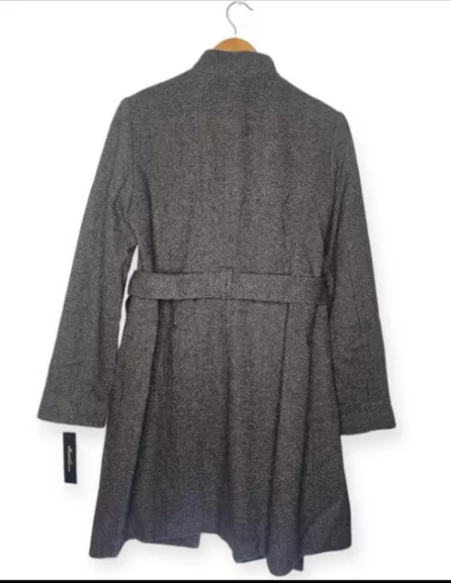 Kenneth Cole New York Womenâ€™s Wool-Blend Belted Tie Waist Wrap Coat Sz 6 2