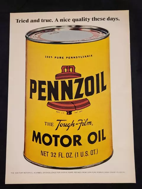1973 Original Vintage Pennzoil Motor Oil Print Ad