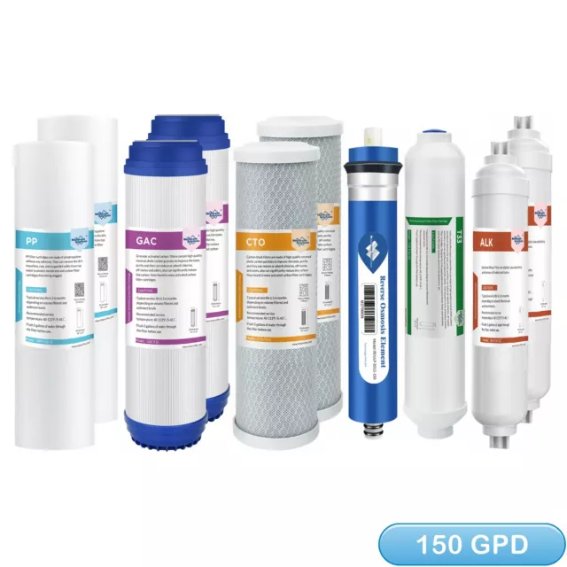 1-Year Replacement 6-Stage Alkaline 150 GPD Reverse Osmosis Water Filter 10 Pack