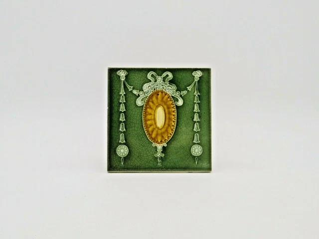 Art Nouveau Fireplace Majolica Tile Henry Richards C1905 2