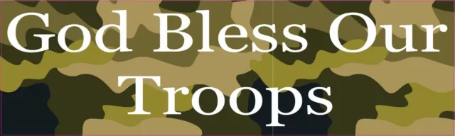 10in x 3in God Bless Our Troops Vinyl Sticker Car Truck Vehicle Bumper Decal