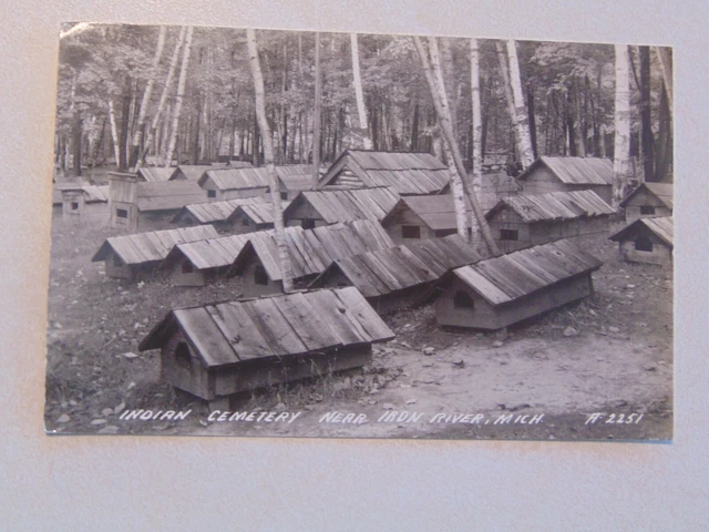 A889 Postcard RPPC Indian Cemetery Near Iron River MI Michigan